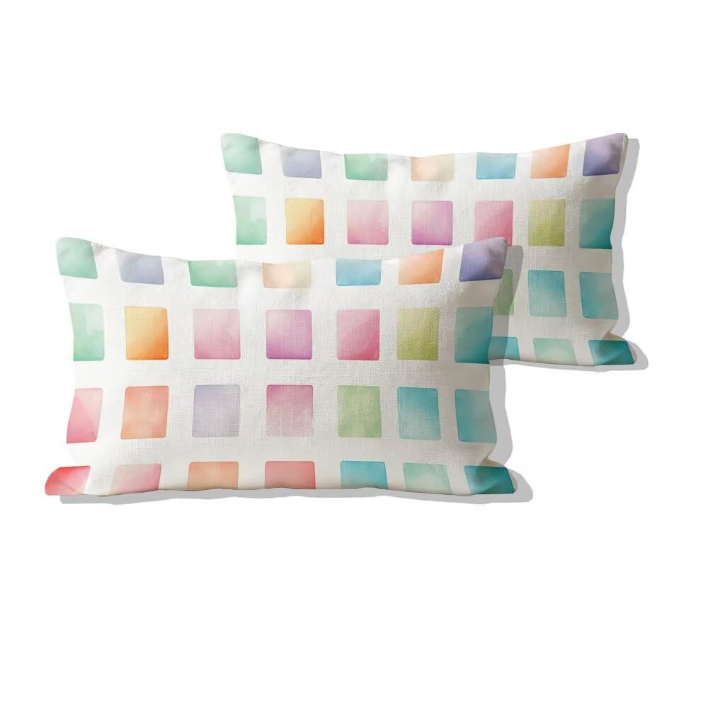 Housse de coussin pour salon de jardin extérieur 40x70cm motif cube moderne