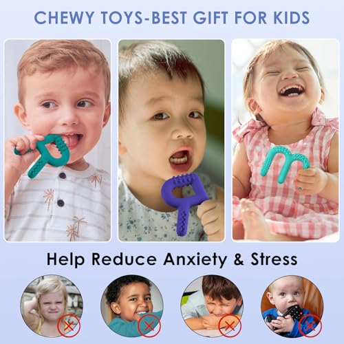 Image of ERKOON Sensory Chew Toys for Autistic Children, 4 Pack Silicone Chewy Tube Oral Motor Tools for Sensory Kids with Autism, Biting, ADHD, SPD, Chewies with Special Needs, Teething Sticks Toys