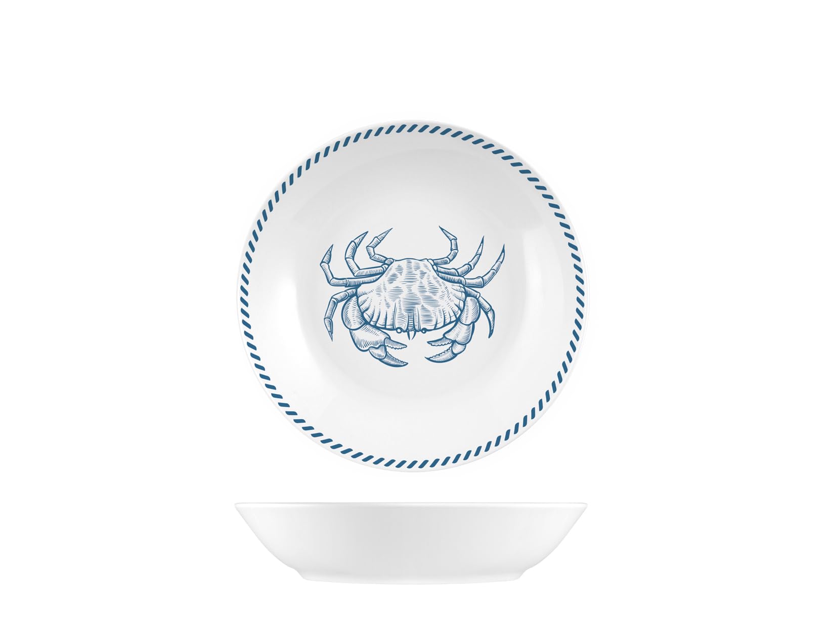 H&H – Vajilla de 18 piezas Ocean, porcelana decorada con forma coupe, apta para microondas y lavavajillas