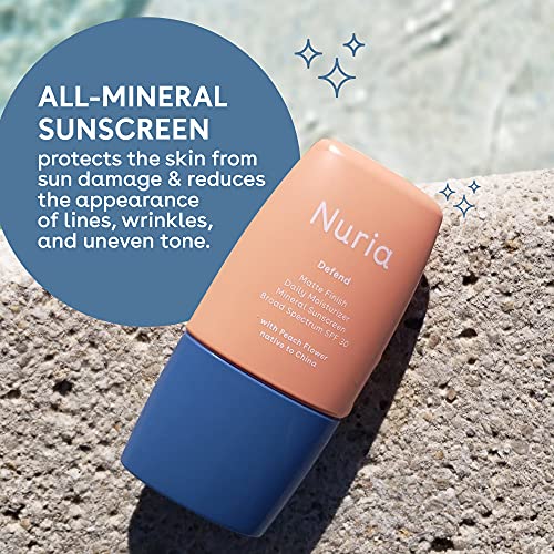 Nuria - Defend Matte Finish Moisturizer With Spf 30, Mineral Matte Sunscreen Moisturizer For Face With Peach Flower, Euphrasia Extract, And Lemon Balm, 25Ml/0.8 Fl Oz #TOP1