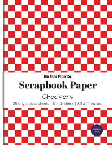 Scrapbook Paper: Red ½ inch Checkers: 20 single-sided gloss sheets with red and white check pattern