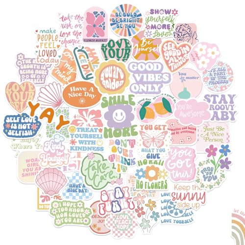 Tixlux 100 Pcs Pegatinas Estéticas para Niños, Pegatinas con Citas Motivacionales Positivas, Divertidas Calcomanías de Vinilo Impermeables para Scrapbooking, Botella de Agua, Laptop, Adultos -Vsco