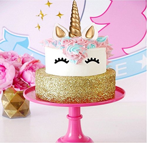 Yashell Topper, Reusable Gold Horn,Ears And Eyelashes Cake Value Set For Unicorn Party Decoration For Baby Shower，Weddin #TOP3