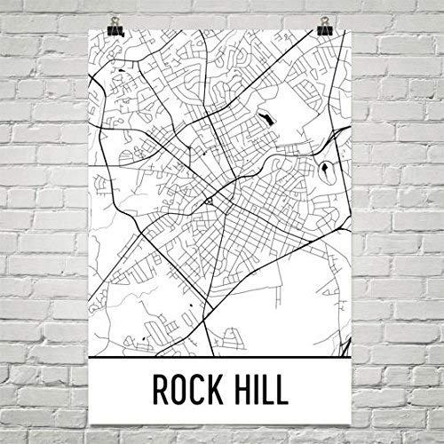 Map Of Rock Hill Sc Amazon Com Modern Map Art Rock Hill Map Rock Hill Sc Art Rock Hill Print Rock Hill South Carolina Poster Rock Hill Wall Art South Carolina Poster 12 X18 Posters Prints