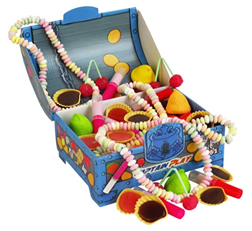 CAPTAIN PLAY | Retro Süßigkeiten Schatztruhe| Retro Süßigkeiten Box mit 400g Nostalgie-Süßigkeiten in Einzelverpackung