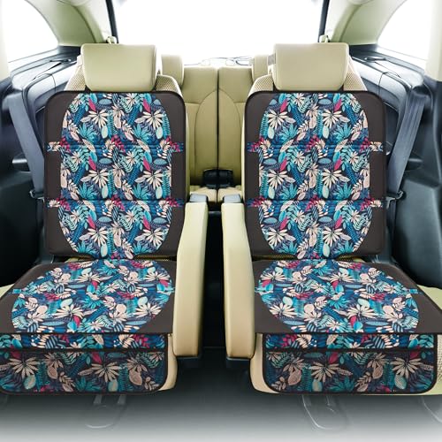 Image of Car Seat Protector for Child Car Seat, 2 Pack Baby Car Seat Covers with Mesh Pockets & Non-Slip Backing 600D Durable Seat Protector Under Baby Car Seat for Car Back Seat (Colorful Leaves, Large)