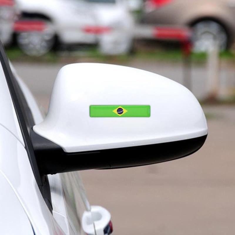 Brazil Flag 3D Epoxy Car Stickers, Reflective, 4-Pack for Cars, Motorcycles, Helmets, Laptops, & More – Premium Quality Vehicle Accessory, Durable Brazilian Pride Accessories
