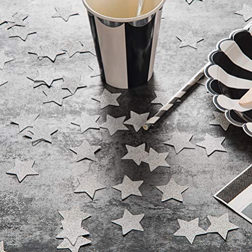 Image of MOWO Silver Star Confetti Table Decoration, 1.2'', 200pc | 200pc, Wedding Party Decor, Table Decor