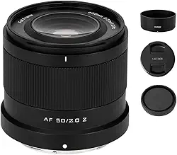 VILTROX Lente AF 50 mm F2.0 Air Z Full-Frame de abertura grande compatível com câmeras Nikon Z Mount Mirrorless Zfc Z50 Z5 Z6 Z7 Z8 Z9 Z7 Z50II Z6II Z30 ZF