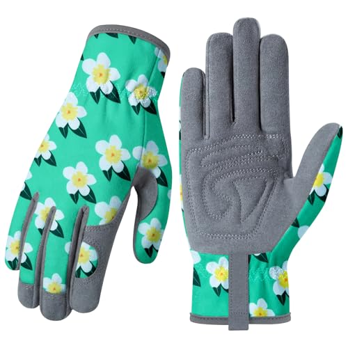 Baidast Gardening Gloves for Women, Breathable Leather Garden Gloves with Grip, Thorn Proof Working Gloves for Digging, Planting, Pruning