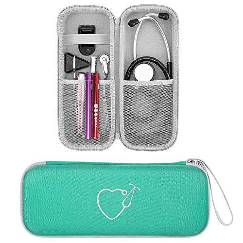 Travel Case for 3M Littmann Classic III/Lightweight II S.E./ Cardiology IV Stethoscope, Comes with a Name Tag Gift for Nurse (Green)