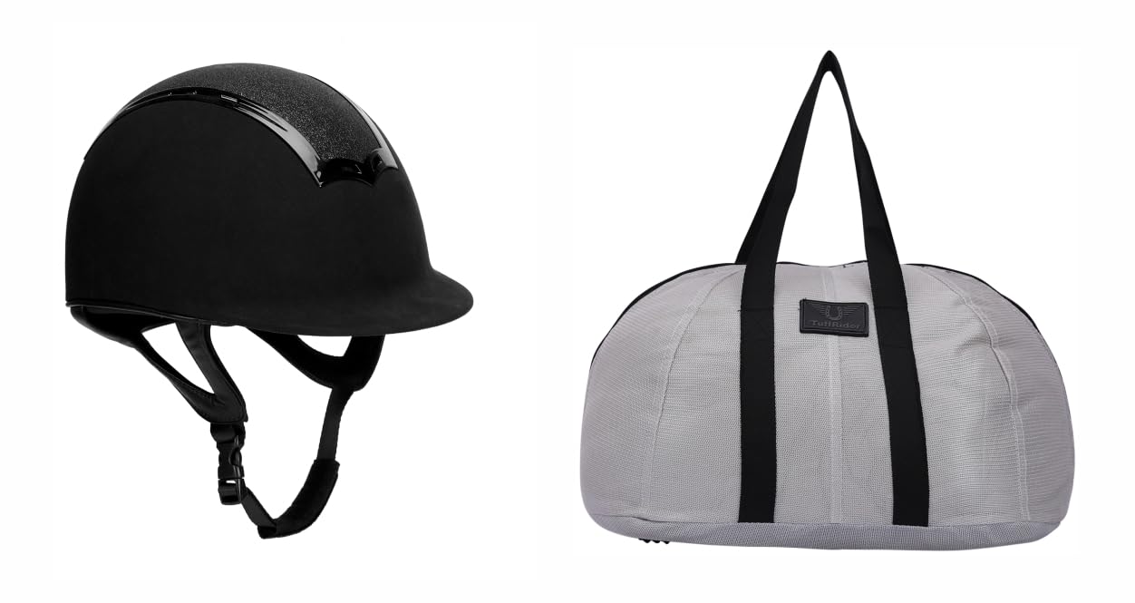 TuffRider Show Time Plus Protective Head Gear Helmet for Equestrian Riders with Mesh Helmet Bag with Assorted Color