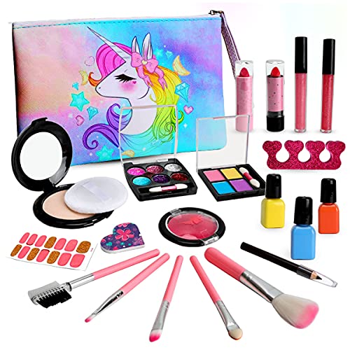Kids Makeup Kit for Girl, Toddler Makeup Kit, Washable Real Make Up Set for Girls Toys, Princess Pretend Play Makeup Kit Christmas Birthday Gift for 4 5 6 7 8 Year Old Little Girl
