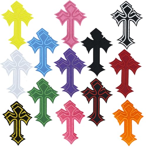 26 Pcs Chrome Heart Patches, Chrome Hearts Patches, Iron On Cross Patche for Clothing DIY, 13 Colors Cross Patche for Hats, Jackets, Jeans, Backpacks, Fashion Accessories Customization