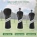 Golf Club Head Covers - 4Pcs Golf Accessories Club Covers Set for Woods and Driver Fairway Hybrids with Interchangeable Tags - Black