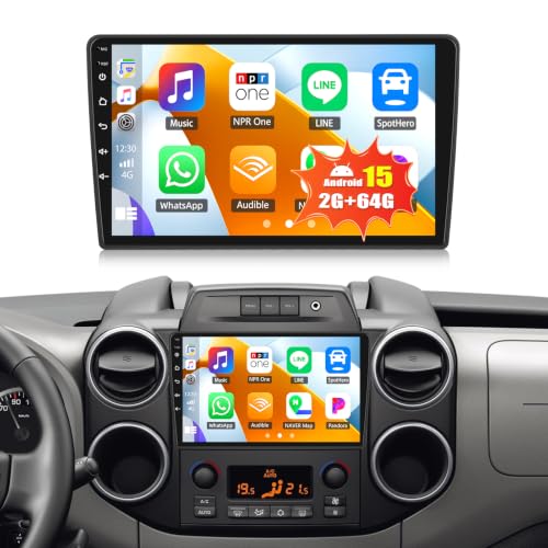Android 15, 2G+64G GOHHDL Autoradio pour Citroen Berlingo B9 2008-2017/Peugeot Partner 2008-2019, 9 Pouces Écran Tactile 2 DIN avec Carplay Android Auto GPS...