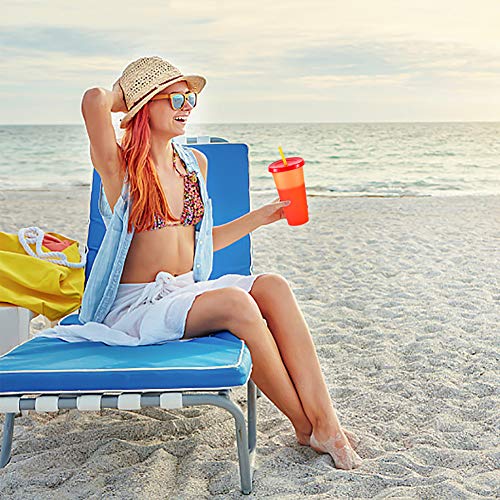 Color Changing Cups, 24oz 5 Reusable Cold Drink Cups with Lids and Straws Summer Coffee Tumblers Party Cup for Adults