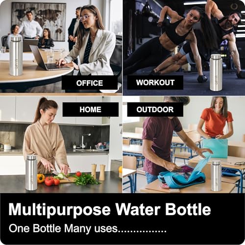 Image of Aivin Intense Stainless Steel Water Bottle | Leak proof & break-proof | Lid is sealed by a silicone ring | Best Usage for Office /School /College /Gym /Picnic /Home /Fridge |1 Litre | Silver (Intense)