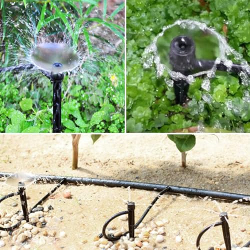 UCLEVER 30 sztuk regulowanych 360 stopni nawadniania, emiter ogrodowy, z łącznikiem Barb i uchwytem do rury Micro Drip, do węża 4/7 mm, do szklarni, roślin doniczkowych (zraszacz)