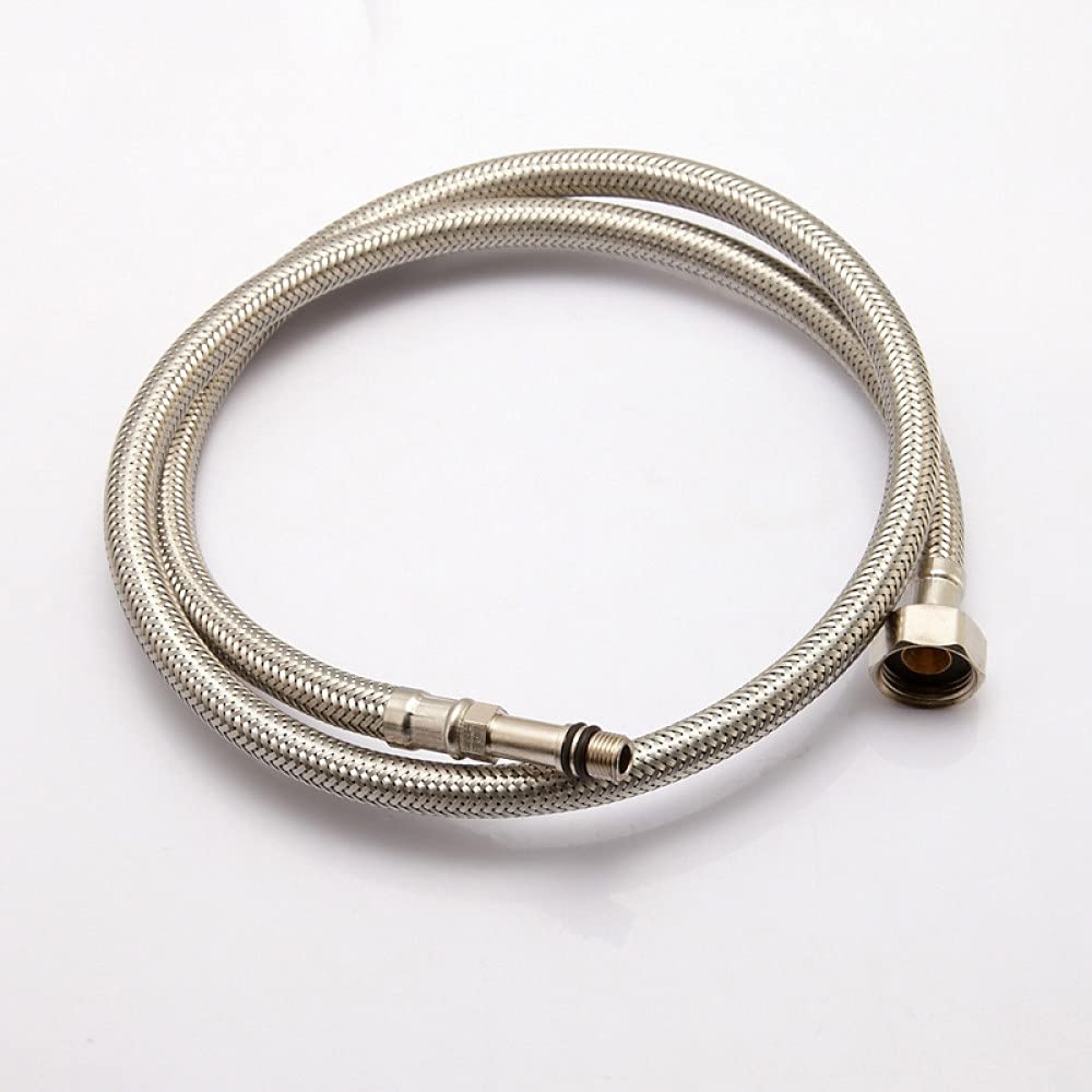 Manguera trenzada corrugada de acero inoxidable 304 calentador de agua de metal grifo de inodoro conector de manguera de entrada flexible, cabezal único de 100 CM