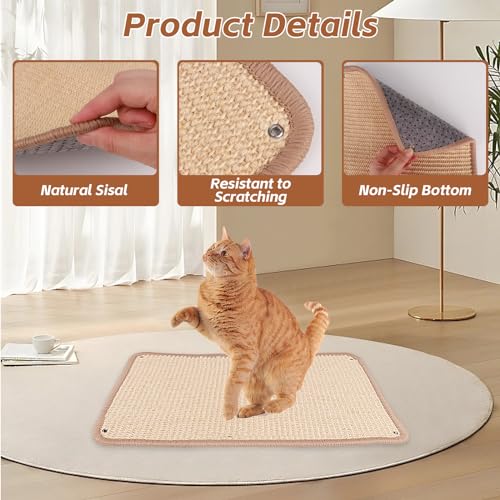 1 arranhador de parede para gatos, arranhador de parede de tecido de sisal, arranhador de parede de