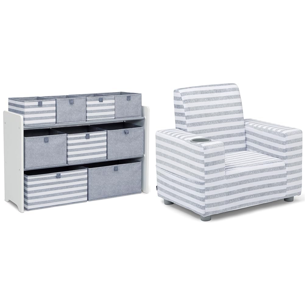 Delta Children GapKids Deluxe Toy Organizer and Toddler Bed Bundle - Greenguard Gold Certified, Blush/Natural