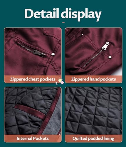 Image of Boy's Faux Leather Jacket Windproof Warm Winter Coat Kids Bomber Outerwear Waterproof PU Motorcycle Jacket