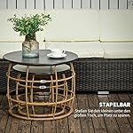 Outsunny Beistelltisch-Set Rattan Sand Boho-Stil