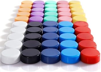 DIFIT Fridge Magnets, Magnets for Whiteboard, 50PCS 10 Colors, Small Round Cute Strong Decorative Magnet for Refrigerator, White Board, Locker, Cabinet, Kitchen, Home, Office, School Colorful