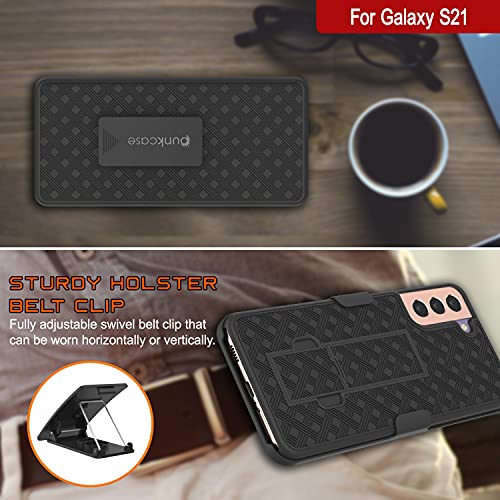 PunkCase Galaxy S21 Holster Belt Clip Case W/Screen Protector & Built-in Kickstand, Black - Image 4