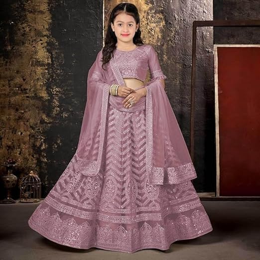 Image of RUKHA FAB Girls Lehenga Choli Set with Dupatta, Embroidered Traditional Indian Ethnic Wear for Kids, Wedding & Festival Party Dress