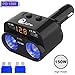 Produktbild Qidoe 150W Auto Zigarettenanzünder Verteiler Adapter, 12V/24V DC 2 Steckdose Mehrfach Splitter PD Typ C USB KFZ Ladegerät mit LED Voltmeter Schalter Dual USB Anschluss für iPad Handy GPS Dashcam