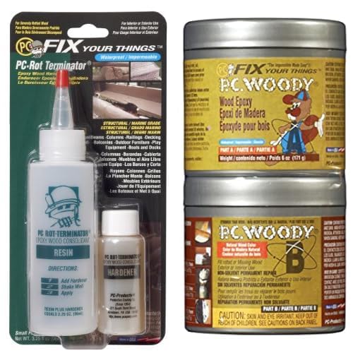 PC Products Wood Repair Bundle, PCRot Terminator Epoxy Wood Hardener PC Products Wood Repair Bundle, PCRot Terminator Epoxy Wood Hardener