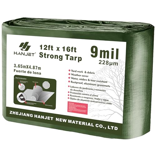 Multi Purpose Tarp 12' x 16' 9-mil Thick Waterproof Camping Tents Tarps Poly Tarpaulin Green