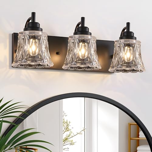 Luminaires de salle de bain haut de gamme en cristal et métal noir
