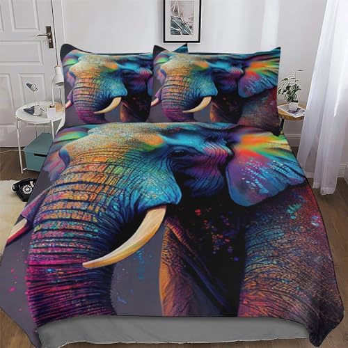 Parure de couette éléphant 3D douce et infroissable pour lit double - 2