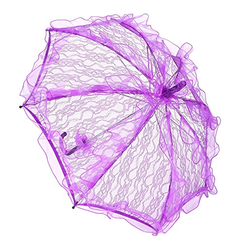 Lace Umbrella, Lace Parasol, 22.2X22.2In Wedding Decoration Lace Umbrella Foldable Lace Fabric Parasol Lace Umbrellas For Tea Party, Weddings, Party Decorations, Concerts (Purple) #TOP18