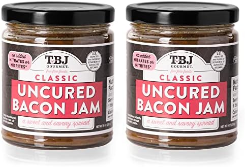 TBJ Gourmet Classic Bacon Jam - Original Recipe Bacon Spread - Uses Real Bacon, No Preservatives - Authentic Bacon Jams - 2 x 9 Ounces