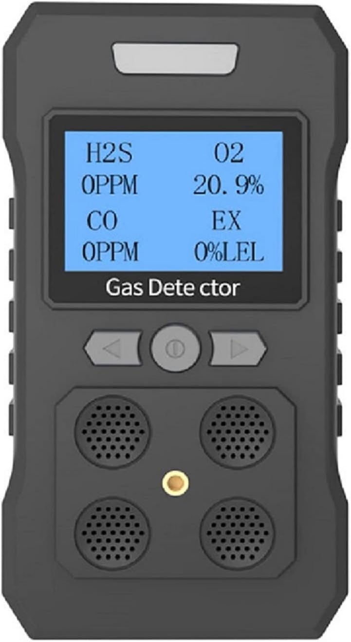 4 Gas Monitor Rechargeable Portable Gas Detector H2S O2 CO and LEL Multi Gas Monitor Professional Gas Sniffer with LCD Display Sound Light Vibration Alarm Mode.