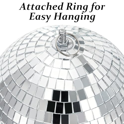 Suwimut 2 Pack Mirror Disco Ball, 18 cm / 7 Inch Cool and Fun Large Silver Hanging Disco Ball with Hanging Ring, Reflects Light, Home Bands Decorations, Party, Wedding, Birthday, New Year Decorations