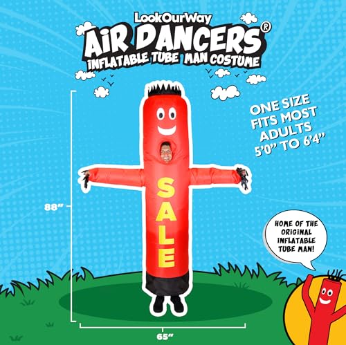 Image of LookOurWay Inflatable Tube Man Costume - Wacky Wavy Arm Guy Funny Inflatable Halloween Costume