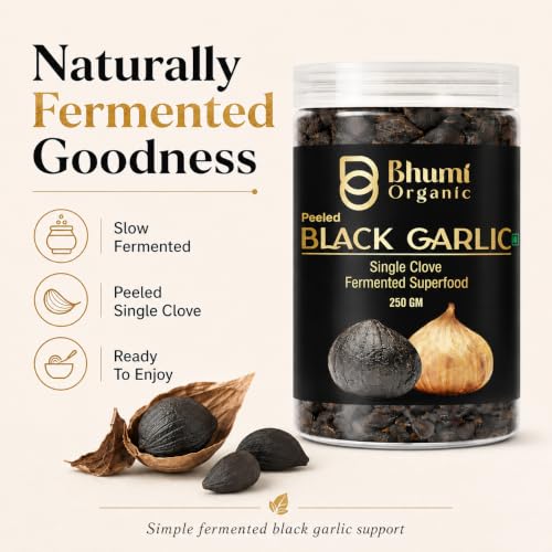 Image of Bhumi Organic Black Garlic Single Clove 250 GM | Naturally Fermented, Ready-to-Eat, No Preservatives, Rich in Antioxidants