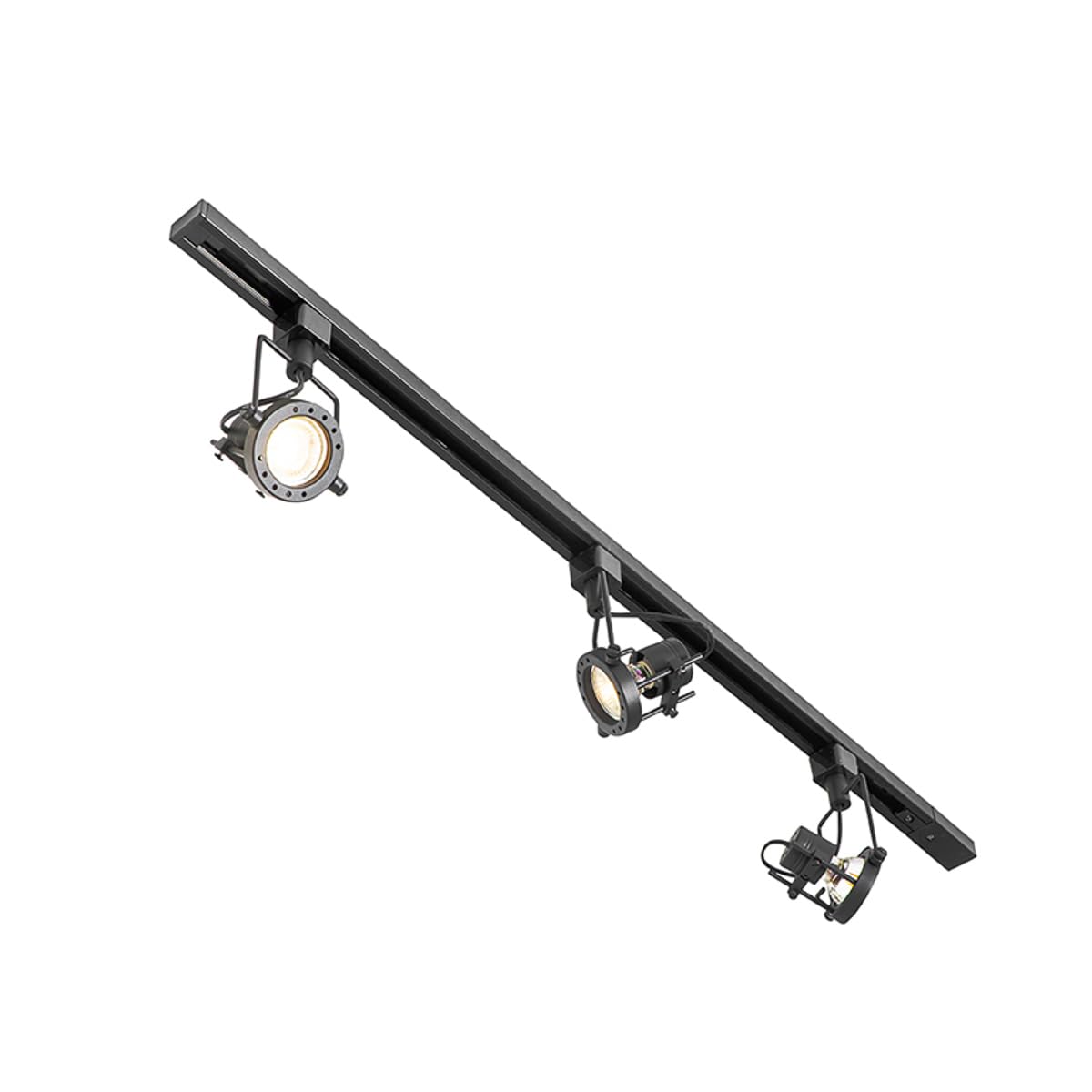 QAZQA Industrial Sistema de carril con 3 focos monofásicos negros - Suplux Aluminio/Acero/Plástico Alargada Adecuado para LED Max. 3 x 50 Watt