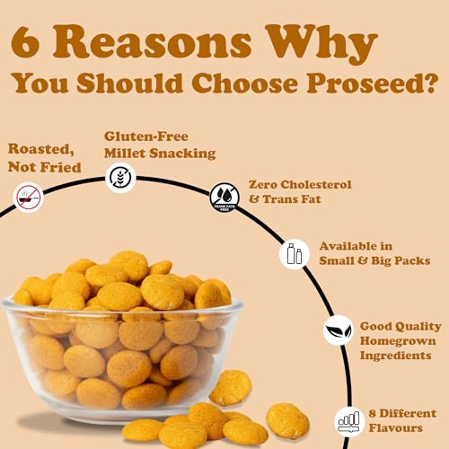 Image of Proseed Jowar Puffs (Tangy Tomato) | 150g x 3 Packs (Total 450g) | Slow Roasted & 100% Veg | No Refined Flour, Sugar & Trans-Fat | Gluten Free | No Palm Oil | Healthy Travel Friendly Millet Snacks