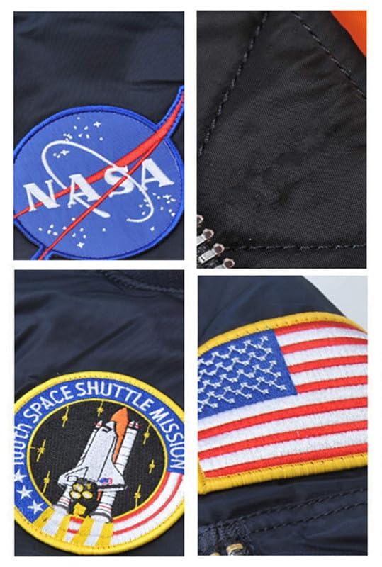 Image of CORIRESHA Mens NASA Embroidery Badge Slim Fit Bomber Jackets Zipper Windbreaker