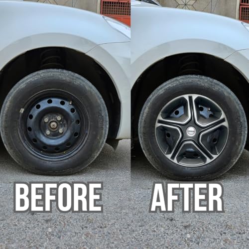 Image of PRIGAN Amaze Grey Silver Wheel Cover 14 inch for -Amaze (Set of 4 Pcs) (Press Fitting) Model Name- Nexon Grey Silver 14