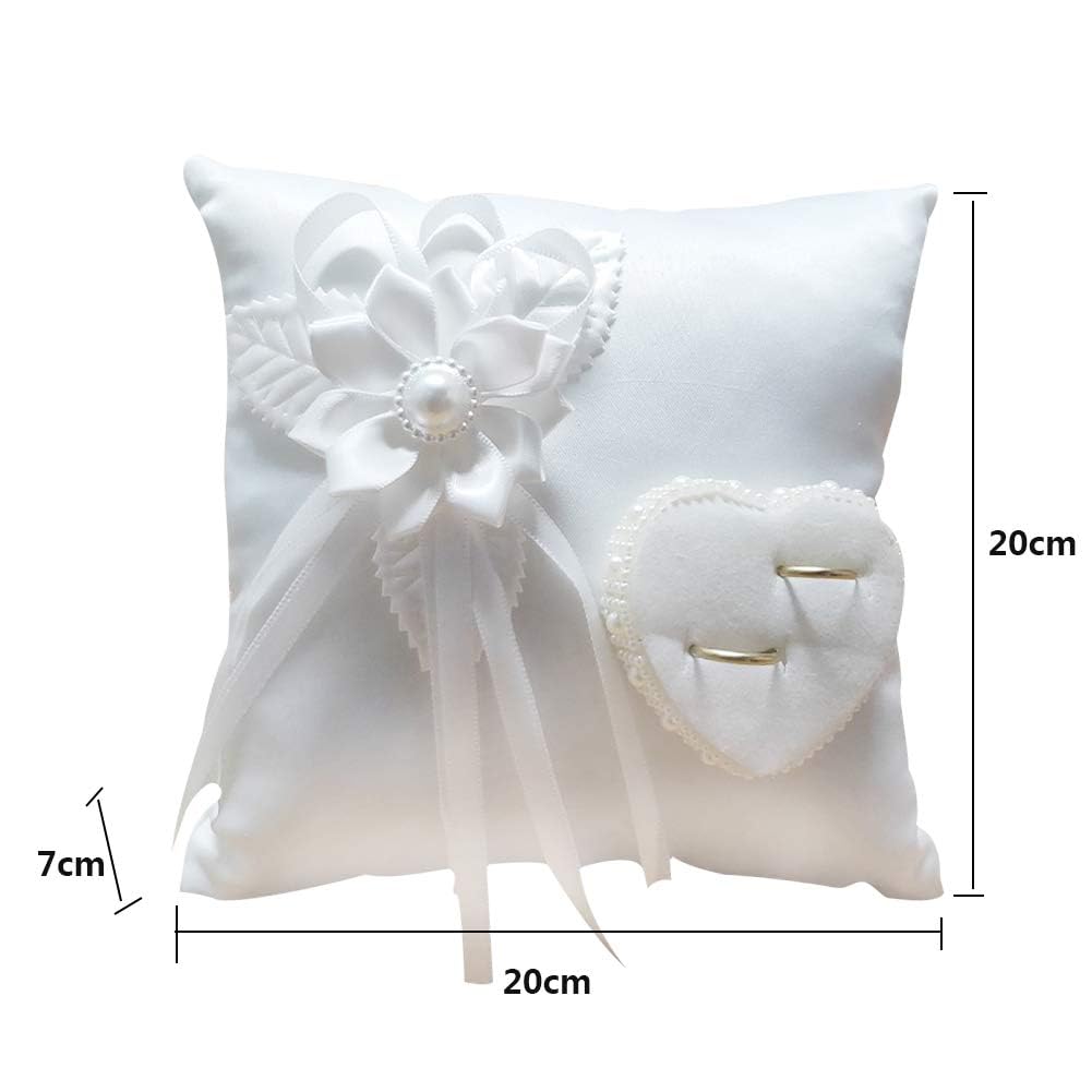 Hochzeit Ringkissen, 20x20cm Brautkissen Träger Kissen Ringschachtel Ringhalter, Heirat Paar Ring Halter Hochzeit Accessoires Für Eheringe Ringe