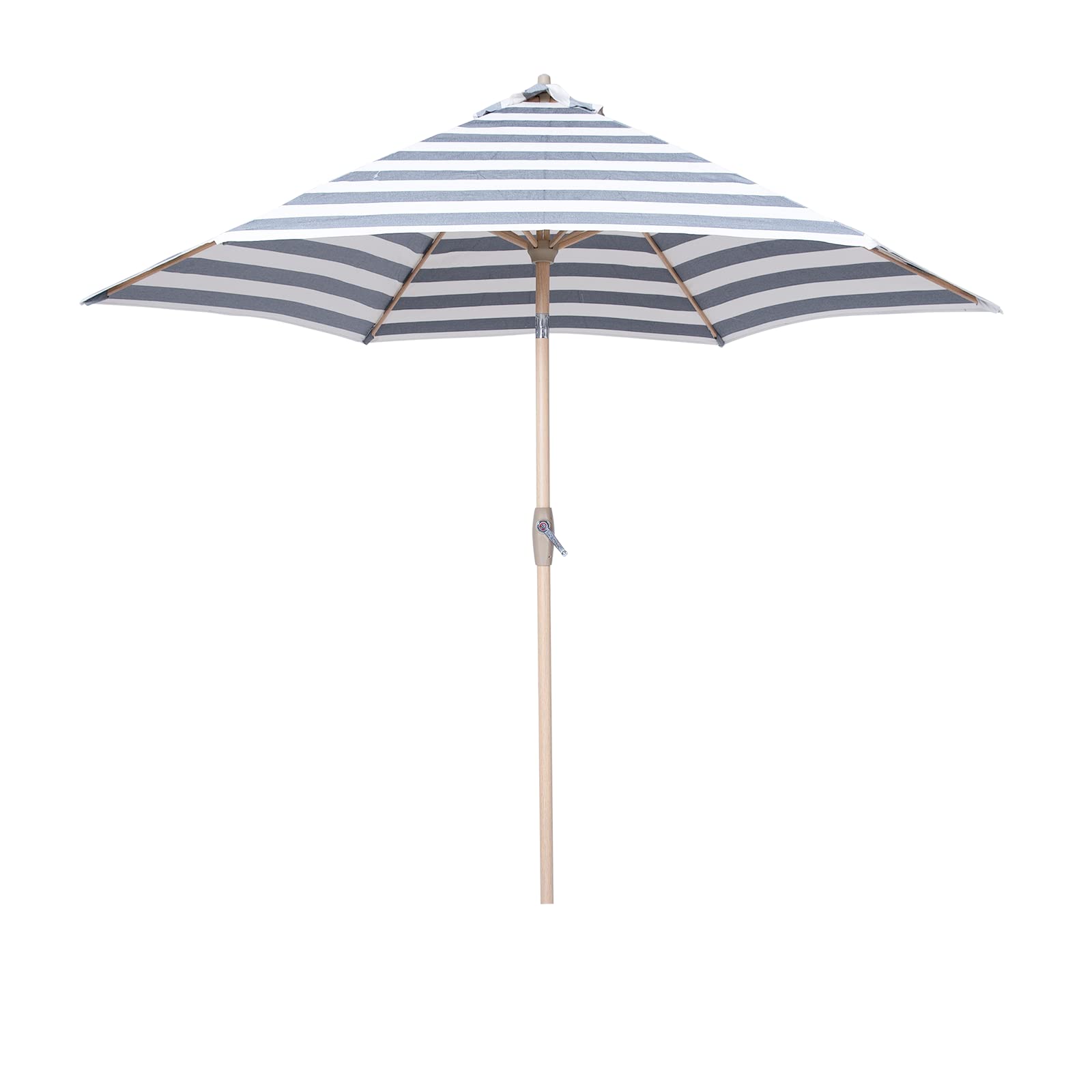 Tempera Striped Patio Umbrellas Outdoor Table Market Umbrellas with Crank & Pust Button Tilt|Auto-Tilt, 8 Steel Ribs, High Color-Fastness Canopy