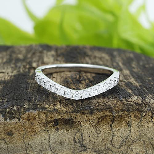 SAVEARTH DIAMONDS Moissanite Wedding Band 0.50ct D Color VVS1 Lab Created Diamond Half Eternity Curved Wedding Band In 925 Sterling Silver Guard Enhancer Wedding Rings Stackable Ring for Women2