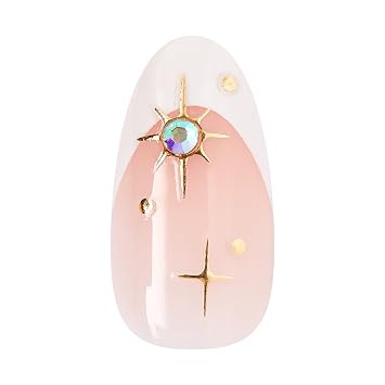 Kiss Impress No Glue Mani Press On Nails, Design,#39;Star player', White, Medium Size, Almond Shape, Includes 30 Nails, Prep Pad, Instructions Sheet, 1 Manicure Stick, 1 Mini File